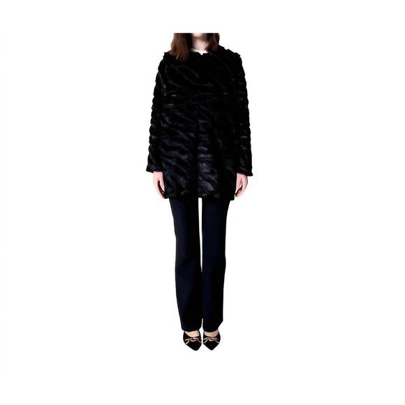 NEW GIORGIA JO shaggy faux fur coat in black